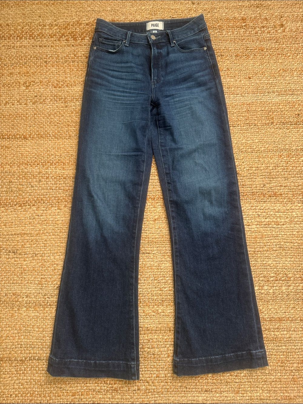 PAIGE Dark Leena Indigo Flare Wide-Leg Jeans